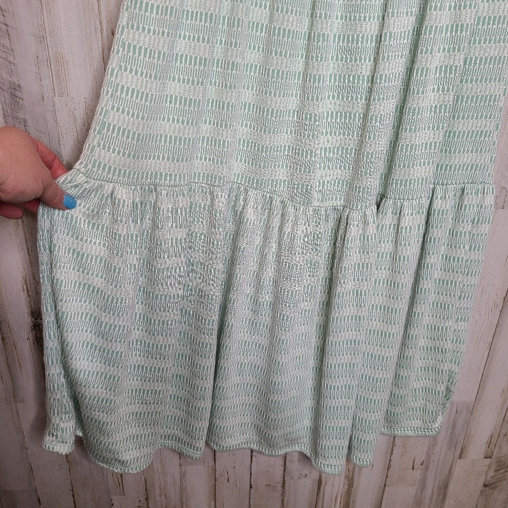 Caution To The Wind Tiered Skirt Midi Dress Aqua Blue Green Size Medium - Picture 10 of 10